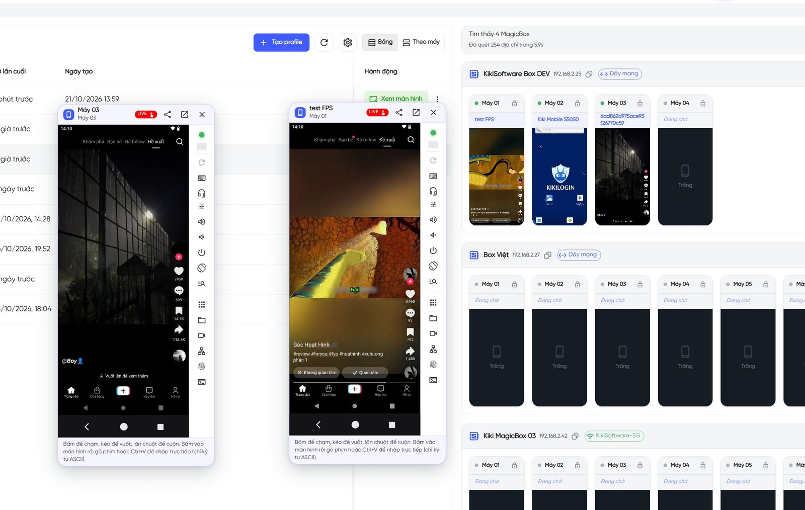 Ứng dụng MagicBox trên máy tính: điều khiển nhiều máy Android và danh sách box